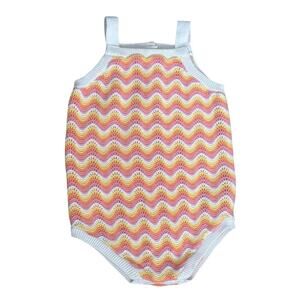 Serena Williams x Janie & Jack Baby Girl Pink Yellow White Knit Romper 6-12M